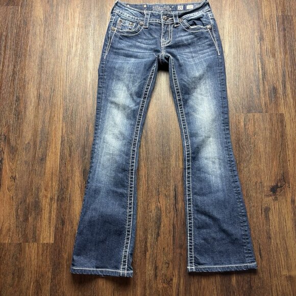 Miss Me Boot Cut Jeans Rhinestone Snowflake Dark Wash Women’s Size 25 - Picture 1 of 12